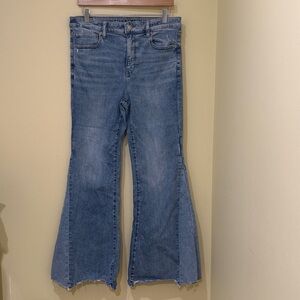 American Eagle Outfitters Denim Wide Leg Jeans Women’s Denim Flare Pants Size 14